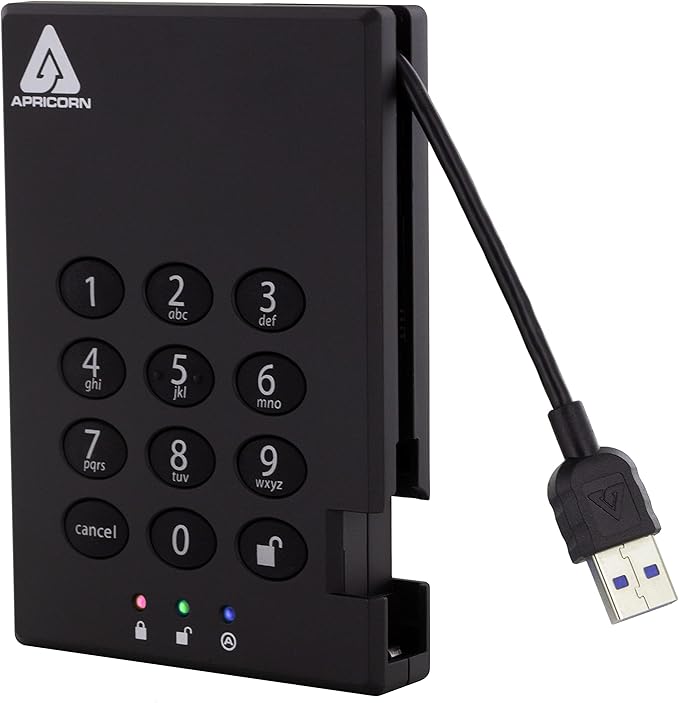 Apricorn 2TB Aegis Padlock USB 3.0 256-Bit AES XTS Hardware Encrypted & Aegis Secure Key 3 NX 64GB 256-bit Encrypted FIPS 140-2 Level 3 Validated Secure USB 3.0 Flash Drive, ASK3-NX-64GB, black