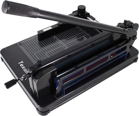 Heavy Duty Guillotine Paper Cutter - 400 Sheets Capacity, A4 12" Stack Paper Trimmer, Steel Base, Black