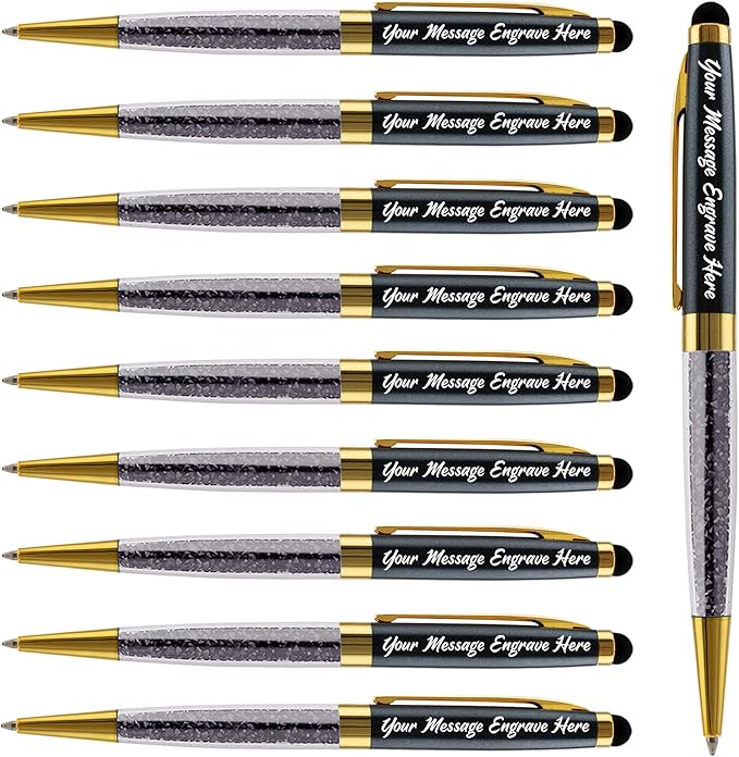 Ancolo Personalized Gift Pens - Ballpoint Pen with Stylus Tip Stylish Pens, Premium Crystal Diamond Pen, Engraved Your Logo or Slogan Perfect for Graduate Lawyer/Professor 10PCS/ Pack…
