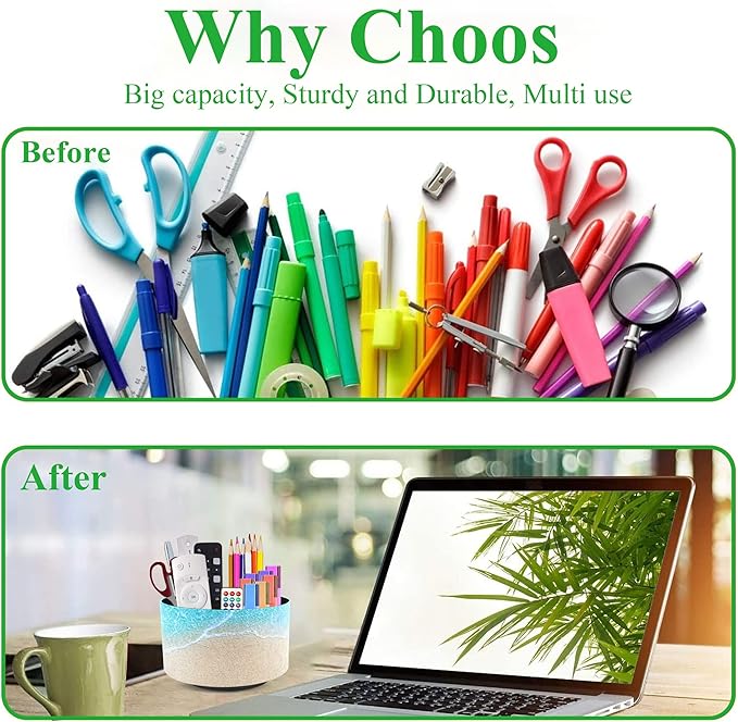 Hennaja Round Leather Art Supply Organizer,Remote Control Holder,360 Degree Rotating,Multi-Functional Pencil Holder,4 Compartments Desktop Stationary Organizer(1-Sandbeach)