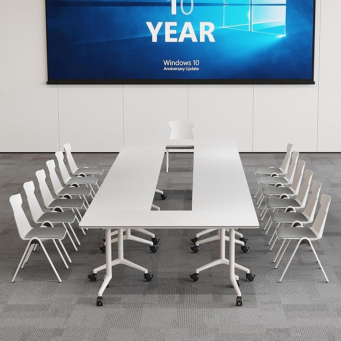 Folding Conference Room Tables 6 Pack, Foldable Modern Mobile Meeting Table Desk Training Table 6FT Large Rolling OfficeTable for Conference Training Classroom (2, 55" * 23.6" * 29.5")