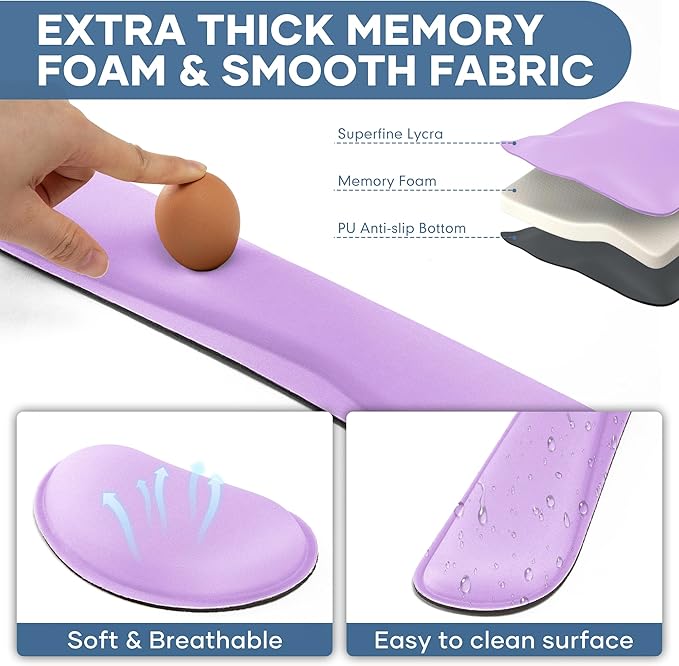 Office Ergonomic Memory Foam Computer Mouse and Keyboard Wrist Rest pad Support Carpal Tunnel, Wrist Rest for Keyboard and Mouse, Wrist Support Set