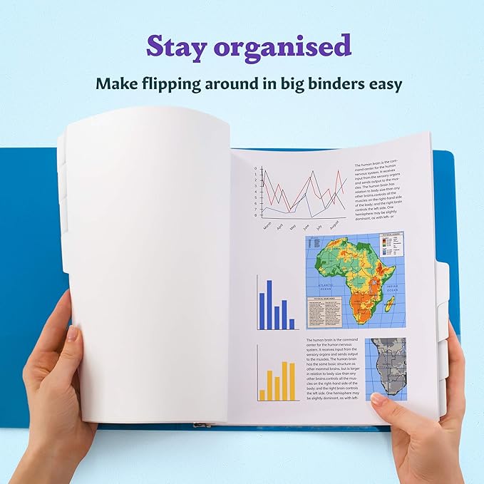 Binder Dividers with Tabs - (Set of 12) x 8-Tab Dividers for 3 Ring Binders, White, Reinforced Edge - Ideal for Keeping Your Documents Neat and Professional