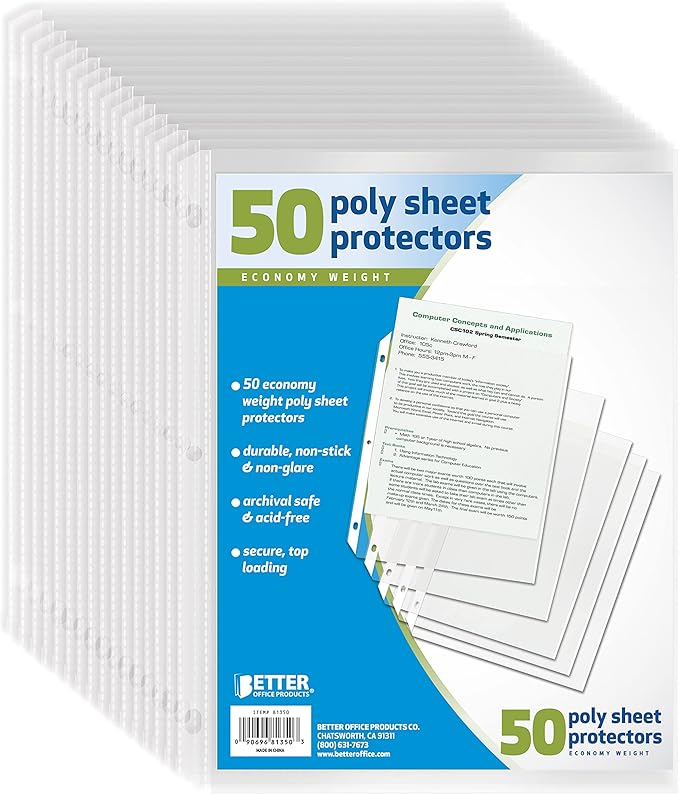 Better Office Products Better Office Sheet Protectors, 50 Pack