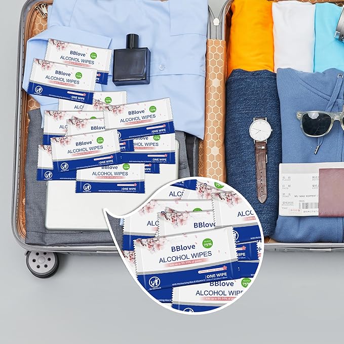 75% Alcohol Hand Sanitizer with Aloe Moisturizer & Vitamin E for On-the-Go Use, All-Purpose Travel Wipes Count, Restaurant, Home Office