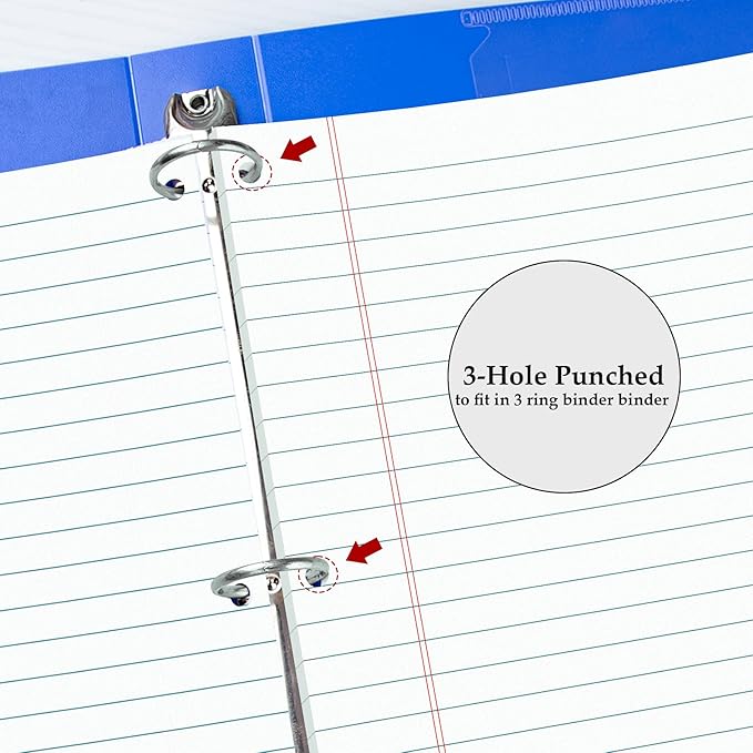 HAUTOCO 2 Pack 8.5 x 11 Legal Pads White Wide Ruled Notepads Perforated Writing Pads, 30 Sheets Per Notepad, 3-Hole Punched Paper, Writing Note Pads for School, Home, Office, Business