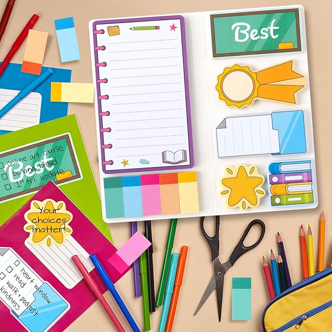 Xqumoi Best School Counselor Sticky Notes Set - Teacher Appreciation Self-Stick Note Pads Educator Writing Memo Pad Page Marker Bookmarker Back to School Office Supplies Thanksgiving Christmas Gift