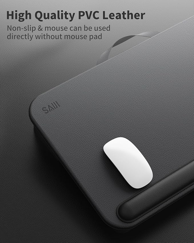 SAIJI Laptop Lap Desk - Fits Up to 17" Laptops, Lightweight Lap Tray Table Stand with Soft Leather Wrist Pad, External Monitor Holder, Lap Desk with Cushion for Home Office Working/Gaming On Couch