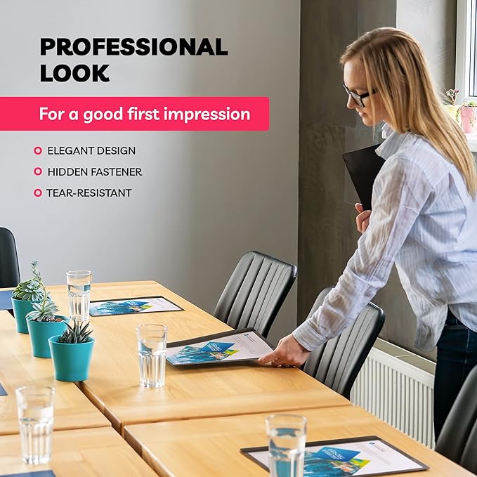 Report Covers - (Set of 10), 8.5 x 11 Letter Size, Clear Front Folders with 3-Prong Fasteners - Ideal for Presentations, Resumes & Keeping Your Documents Neat and Professional