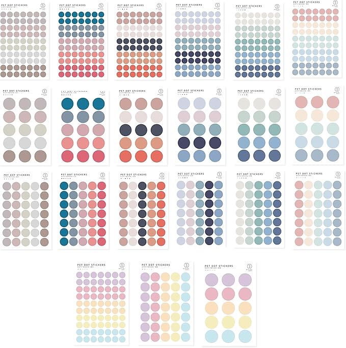 Circle Stickers -7 Pack (21sheet) Colorful Circles Stickers Pack - Translucent Color Coding Dots Labels - Assorted Color Code Sticker, for Customizing Planners to Do List Calendar