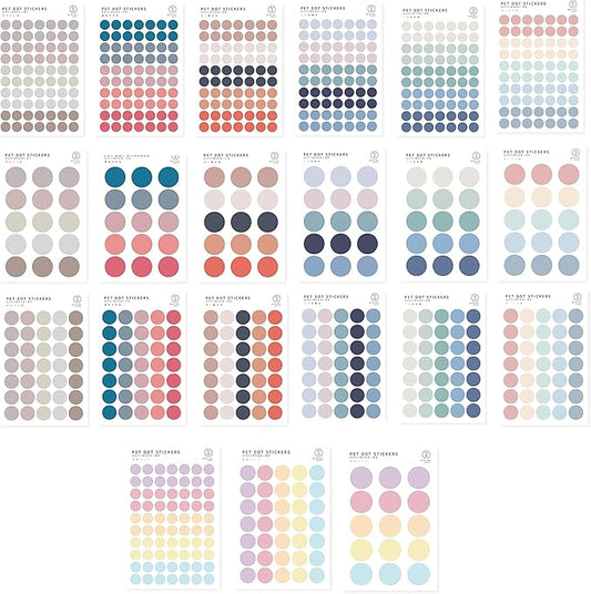 Circle Stickers -7 Pack (21sheet) Colorful Circles Stickers Pack - Translucent Color Coding Dots Labels - Assorted Color Code Sticker, for Customizing Planners to Do List Calendar