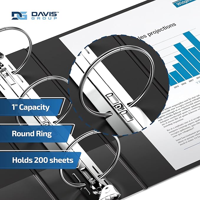 Premium Economy 6-Pack 3-Ring Binders for School or Office, Round-Ring Binders, 1 Inch, Black