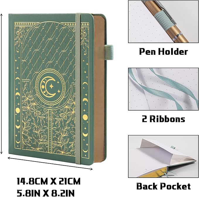 TIEFOSSI Bullet Dotted Journal Notebook, 160gsm 256 Numbered Thick Paper, A5 Hardcover Dotted Grid Diary for Women Men Work Writing, Bullet dot Journaling, Drawing, 5.8 x 8.3 in