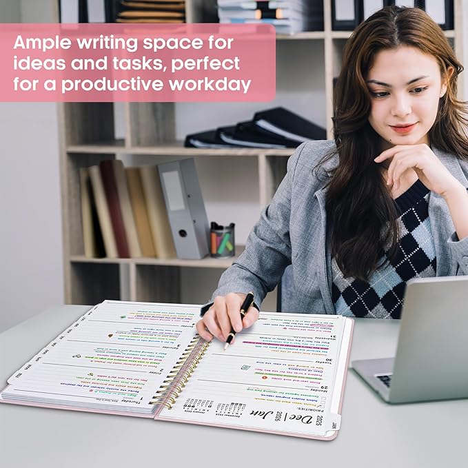 2026 Planner 8.5" x 11", Weekly and Monthly Calendar Planner Book, January 2026 - December 2026, Hardcover Spiral Planner with Monthly Tabs, Notes Pages, Perfect for Women & Men, A4 - Pink
