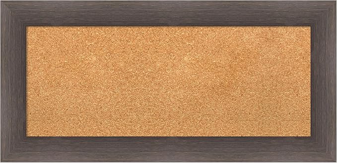 Amanti Art Natural Cork Board for Wall, 17x35 Vision Board with Brown Wood Frame, Medium Corkboard Office Decor for Home Organization, Country Rustic Corkboard Pinboard to Display Items for Home