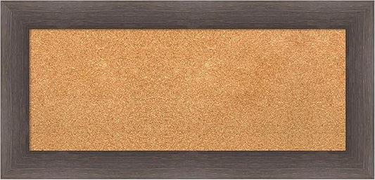 Amanti Art Natural Cork Board for Wall, 17x35 Vision Board with Brown Wood Frame, Medium Corkboard Office Decor for Home Organization, Country Rustic Corkboard Pinboard to Display Items for Home