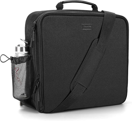 Zipper Binder, 3 Inch D-Ring 3 Ring with Water Bottle Holder,700 Sheet Capacity-Multiple Pockets,Binder with Strap for School/Office, Fit for 13" Tablet/Laptop,Patent Design-Black