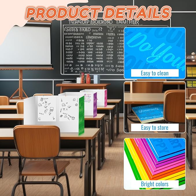 Cinrobiye 24 Pcs Inspirational Privacy Folders Standard for Students Cardboard Shields Test Privacy Boards Motivational Words Desk Dividers Shield for Classroom School Study Supplies (Classical)