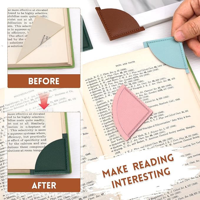 12 Pcs Leather Fan-Shaped Bookmarks, Fan-Shaped Page Book Marks for Women Book Accessories for Teachers Students School Office Home Supplies
