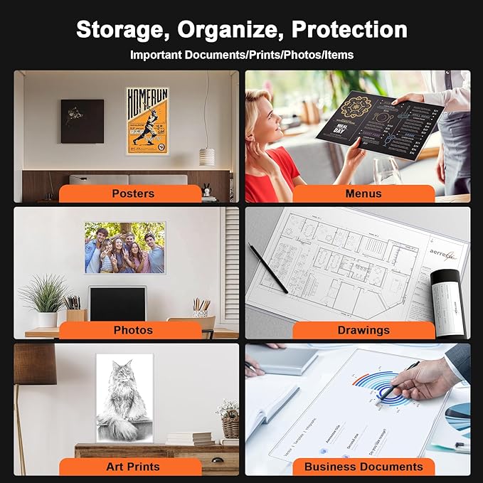 Ndsox 15 Pack 11" x 17" Rigid Print Protectors - Heavy Duty Hard Plastic Sheet Page Protectors - Crystal-Clear Menu Holders - Top Loading Art Prints Sleeves for Documents Magazines Posters Photographs