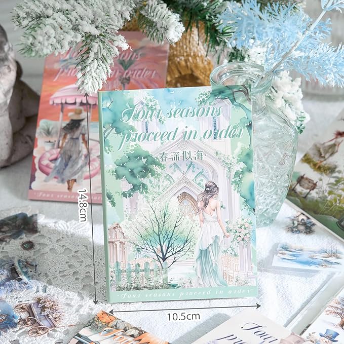 Snycler 20 Sheets PET Stickers - Vintage Journaling, Scrapbooking Supplies, DIY Craft Stickers for Junk Journals, Ephemera Sticker Book, Seasonal Themes (Spring), Pre-Cut Designs