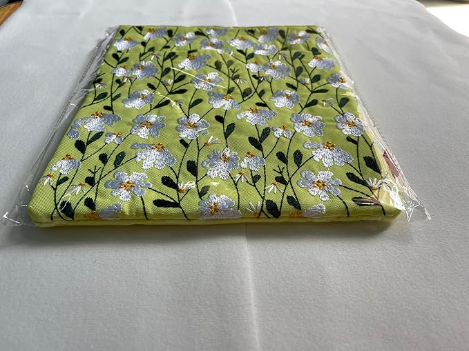 LParkin Daisy Flower Embroidery Book Sleeve with Zipper for Readers Protector Cover Gift for Book Lovers, 11x 8.5 Inch Washable Fabric, Daisy White(White)