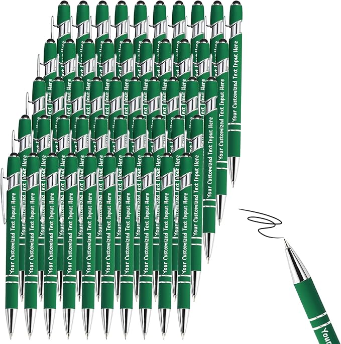 50-500 Pcs Personalized Ballpoint Pen Custom Pens Free Engraved Bulk with Name Logo Soft Black Ink Stylus with Touch Metal Office Gift for Anniversaries Graduations Birthdays