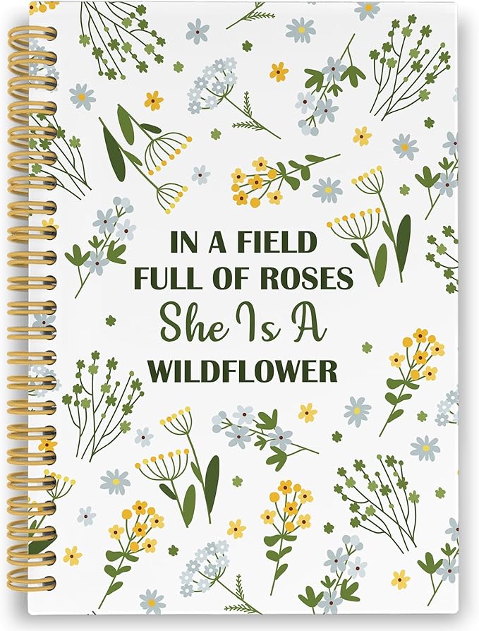 Baby Girls Nursery Spiral Notebook, Spring Plant Floral Wildflower Journaling Notebooks for Office Work School, Inspirational Christian Gift Hardcover Journals for Women, 160 Pages 5.5 x 8.3 Inch