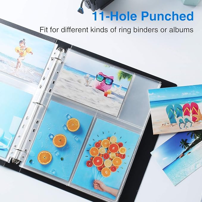 Sooez 30 Pack 4x6 Photo Sleeves for 3 Ring Binder (180 Pictures), Heavy Duty Plastic Album Refill Pages, Clear Archival Sheets 8.5x11