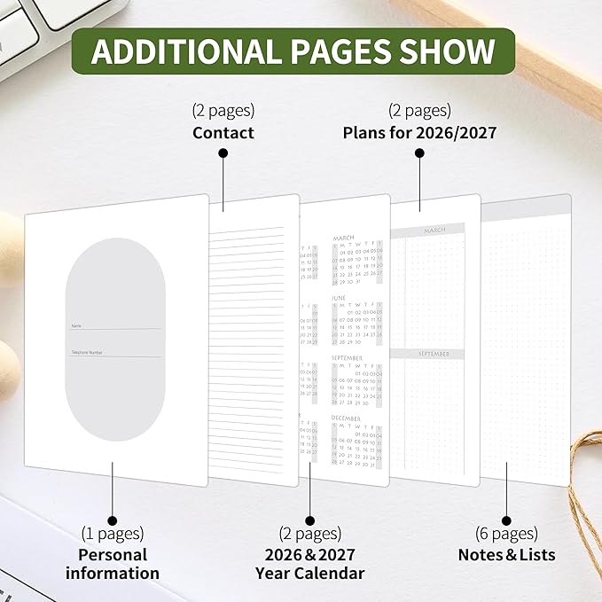 Monthly Planner 2026-2027 - 2 Year Monthly Planner Calendar 2026-2027, Jan. 2026 - Dec. 2027, 7.3" * 9.5", 24 Months Calendar Planner with Note Pages, for Office, School Home Planning - Green