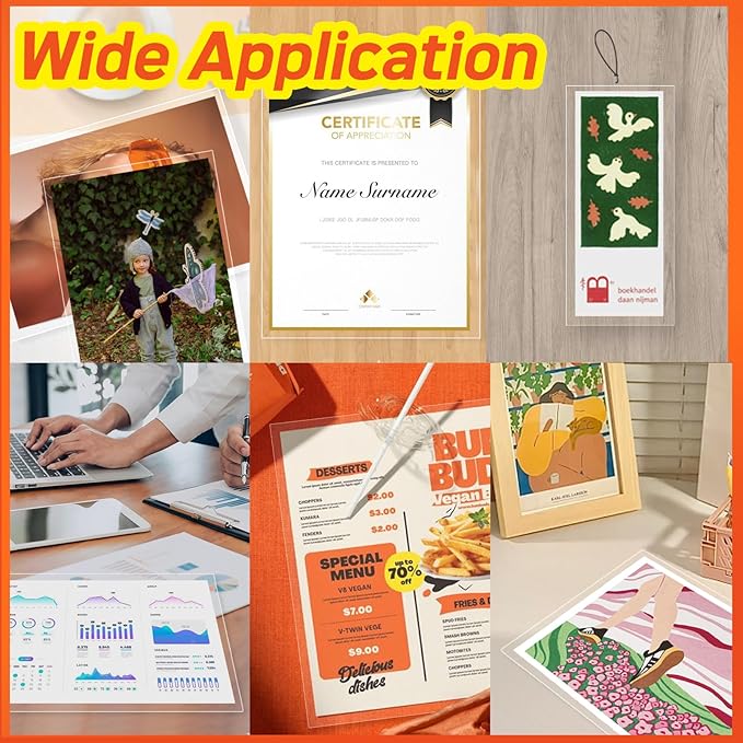 Self Adhesive Laminating Sheets,4Mil 8.5x11inches,10 Sheets Self Sealing Laminating Sheets, Self Adhesive Contact Paper,Clear Laminate Sheets for Stickers,No Machine Needed