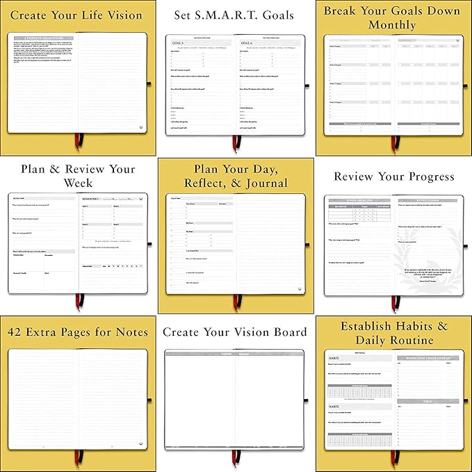 The Phoenix Journal - Best Daily Goal Planner, Organizer, & Calendar for Goal Setting, Gratitude, Happiness, & Productivity - Vision Board & Habit Tracking - 12 Weeks, Undated, Hardcover (Classic)