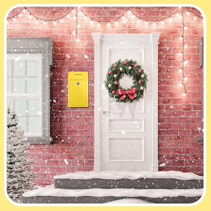 Metal Donation Cash Box Collection Safe Suggestion Box with Lock Wall Mounted Mailbox Delivery Ballot Container for Home Office Outdoor Door