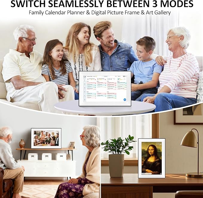 10.1 Inch Digital Calendar Chore Chart, Digital Picture frame Smart Touchscreen Desk Electronic Calendar Family Planner for Seamless Scheduling/Organizing