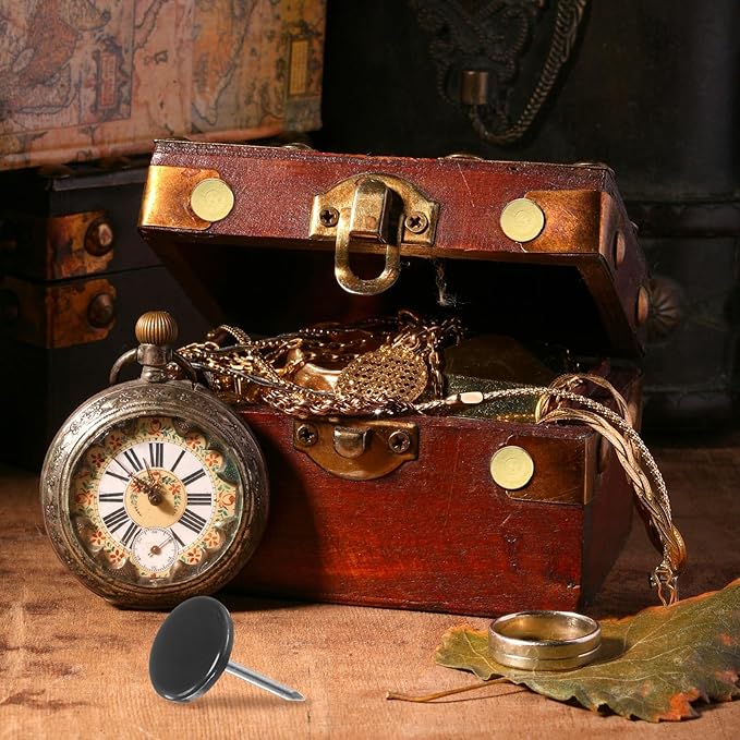 uxcell 120Pcs Push Pins, 11mmx17mm Round Flat Head Decorative Thumb Tacks Upholstery Tacks for Cork Board Office Wall Hangings, Black