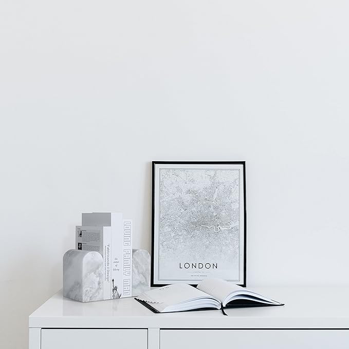 Koville African Natural Marble Bookends for Shelves, Non-Slip Book Ends, 13LBS Ultra Heavy Duty Marble Book Holder Organizer, Apartment Decor for Movies/CD/Video Games(Namib Fantasy)