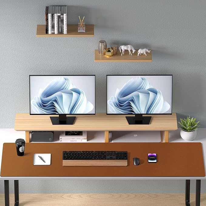 Aothia Faux Leather Desk Mat – Large Mouse Pad, Non-Slip PU Leather Blotter, Waterproof Writing Surface for Office and Home (Brown, 47.2" x 23.6")