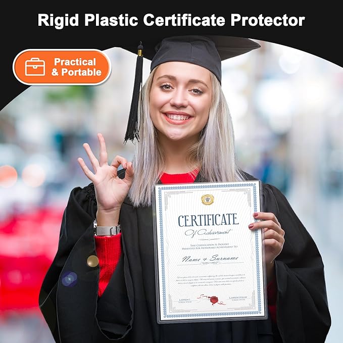 Ndsox 10 Pack 8.5" x 11" Rigid Print Protectors Clear Hard Plastic Sheet Protectors Top Loading for Birth Certificates, Documents, Posters, Photos, Meuns, Heavy Duty No-Hole Plastic Document Sleeves