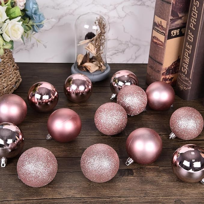 30ct Christmas Ball Ornaments, 3.15" Shatterproof Halloween Tree Decorations, Perfect Hanging Ball for Indoor/Outdoor Holiday Party Decor (Pink)