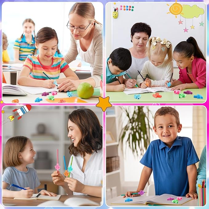 SANNIX 8 Pack Pencil Kids Grips for Kids Handwriting, Grip Posture Correction Training Pen Writing Aid Tool for Kids Preschools Children Adults Students Elementary Teaching Tools