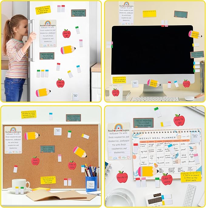 Xqumoi 2 Pack Teaching is A Work of Heart Sticky Notes Set - Ruler Blackboard Pencil Apple Self-Stick Note Pads Teacher Appreciation Gift Writing Memo Pads Page Marker Back to School Office Supplies