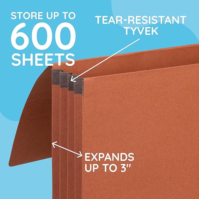 Blue Summit Accordion File Wallet with Flap and Cord Closure, Legal Size, 3” Expansion – 10 Pack