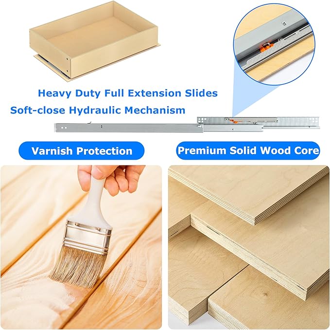 WelFurGeer Soft Close Pull Out Drawers for Cabinets, 32" W x 22" D Pull Out Cabinet Organizer, Smooth Slide-Out Shelves for Kitchen Cabinets, Durable Pullout Drawers for Home & Kitchen Organization