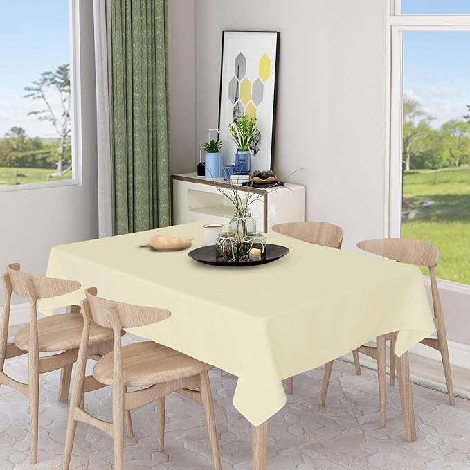 sancua Rectangle Tablecloth - 54 x 78 Inch - Stain and Wrinkle Resistant Washable Polyester Table Cloth, Decorative Fabric Table Cover for Dining Tables, Buffet Parties and Camping, Beige