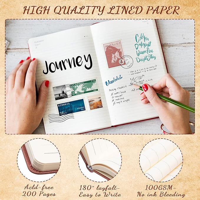 Estune Tree Small Notebooks Pen Leather Lined Pocket Subject Notebooks Hardcover Pocket Notepad Cute Ruled Leather Journals with Pen Holder for Men Women School Business, A6(Classic Color,20 Set)