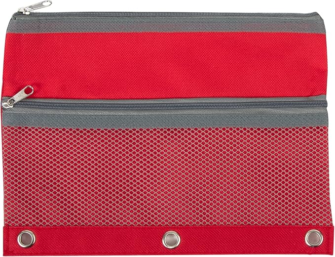 Pencil Case Pouch Bulk 100 Pack of School, Classroom, Teacher, Office Supplies | Pencil Bag Pouch for 3 Ring Binder with Mesh Pocket Window and Zipper | Binder Pencil Pouches for School, Office Budget