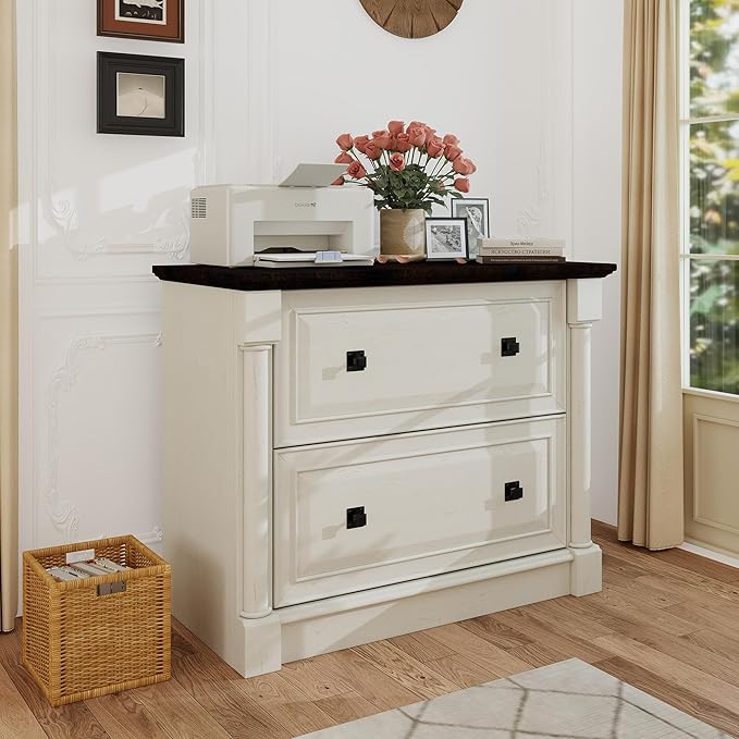 blini 2 Drawer File Cabinet Farmhouse Lateral File Cabinet with Hanging File Folders，Fits Letter/Legal/A4 Sizes, 36.8" Large Wood File Storage Cabinets Printer Stand for Home Office