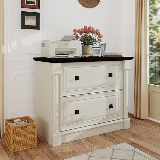 blini 2 Drawer File Cabinet Farmhouse Lateral File Cabinet with Hanging File Folders，Fits Letter/Legal/A4 Sizes, 36.8" Large Wood File Storage Cabinets Printer Stand for Home Office