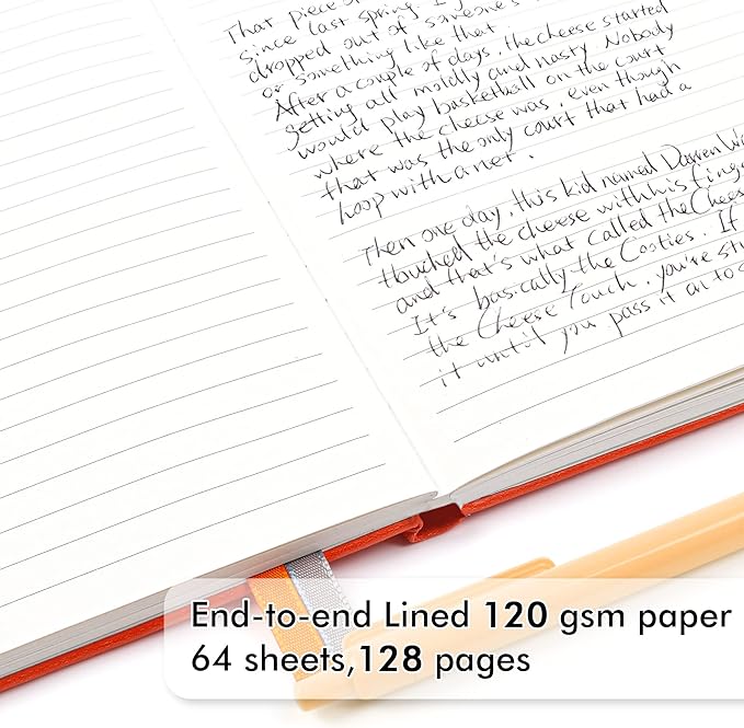 feela 24 Pack Journal Notebook for Work, Business Notebook Bulk Hardcover Lined Writing Journal with Pen Holder for Men Women Note Taking, with 24 Black Pens, 120 GSM, 5.1”x8.3”, A5, Orange