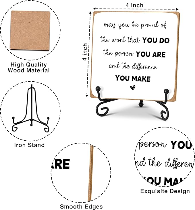 Home Office Desk Decor Wood Plaque with Stand, Coworker Gifts For Women Men Retirement Gifts Going Away Gift Leaving Gifts For Coworker Boss Leader Colleague Friends -A26